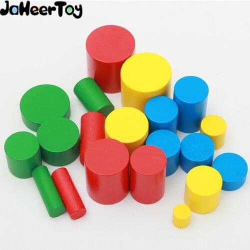 JaheerToy Baby Wooden Toys Geometric Assembling Blocks Cylinder Colored Cylinders Teaching Aids Montessori Toys Early Education