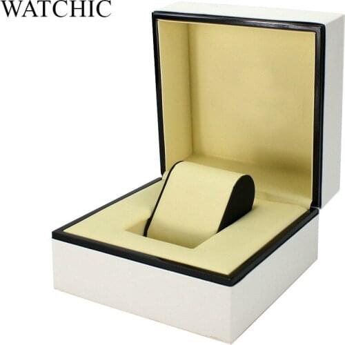 Classic White Top quality Minimal Wood Watch Storage Display Leather Boxes Case Gift Box Wooden Watch Box yellow Jewelry Box