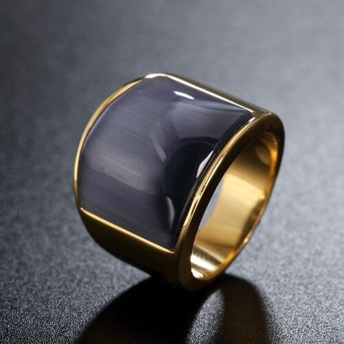 High-quality Multicolor Large Stone Rings For men Women Gold color 316L Stainless Steel Jewelry Wedding Party Gift
