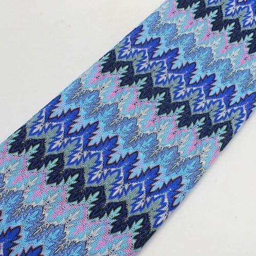 Zig Zag Knits Lace Fabrics 1 Meter For Dress Blue Wave Striped Crochet Mesh Fabrics Diy Fashion Cloth Maple Leaf 150CM Wide