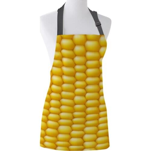 Yellow Corn Food Texture Print Apron Print Unisex Kitchen Bib with Adjustable Neck for Cooking Gardening