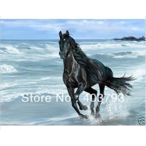 Buy at disscount price Modern Abstract Oil Painting on canvas running horse on beach landscape (no framed) free shipping