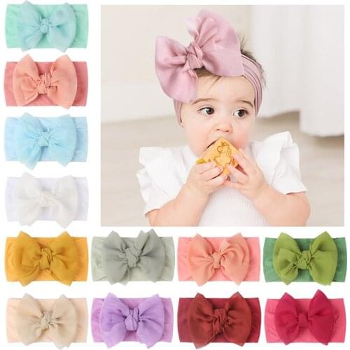 Cute Bowknot Baby Girls Headband Solid Color Soft Elastic Hair Band For Newborn Hairband Turband Baby Hair Accessories