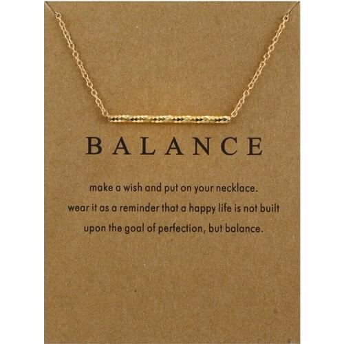 Fashion Balance Bar Pendant Choker Necklace For Women Gold Color Chokers Short Chain Necklace With Card 2020 Jewelry