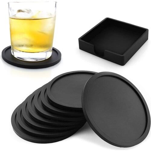 Non-slip Silicone Drinking Coaster Set Holder Cup Mat Pad Coaster Table Placemats Nonslip Coffeee Cup Mat Kitchen Accessories