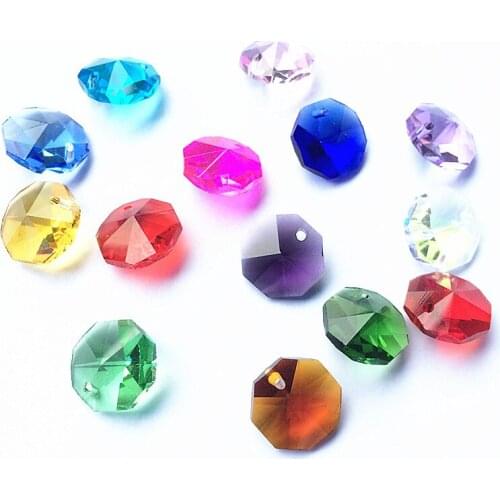 New Arrival 2000pcs/lot Mixed Colors 14mm K9 Crystal Glass Octagon Beads in One Hole Chandelier Parts Wholesale free shipping