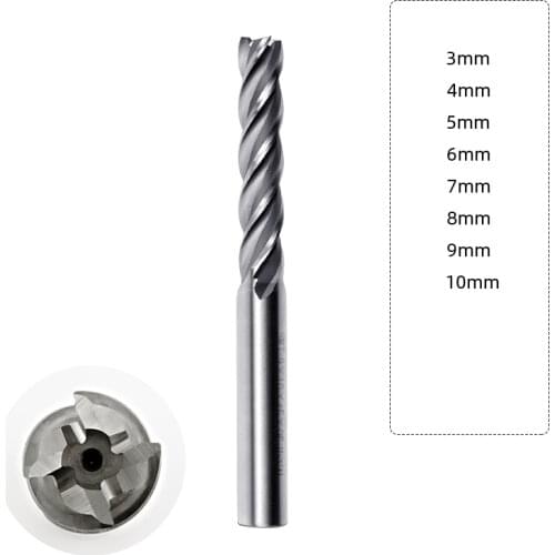 Pinkman 1pc Four Flute 3-10mm Lengthen CNC Milling Cutter Router Bit For Metal Milling Cutters Router Drill Bits For Metal Tool