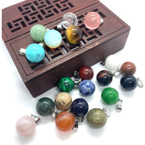 Natural Stone Lapis Lazuli Malachite Turquoise Pendant Mixed Color Spherical for DIY Jewelry Making Necklace Accessories 3pcs