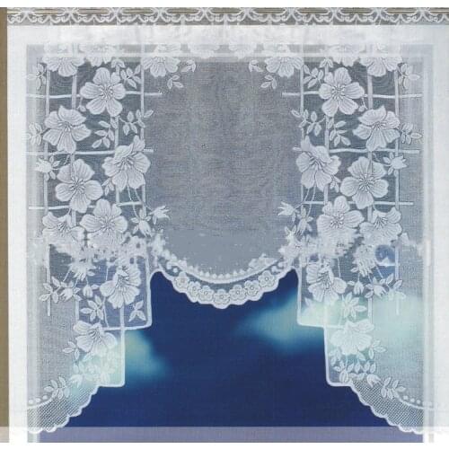 Enipate European White Translucent Coffee Curtain Warp Knitted Curtains Kitchen Tulle Lace Sheer Jacquard Curtains
