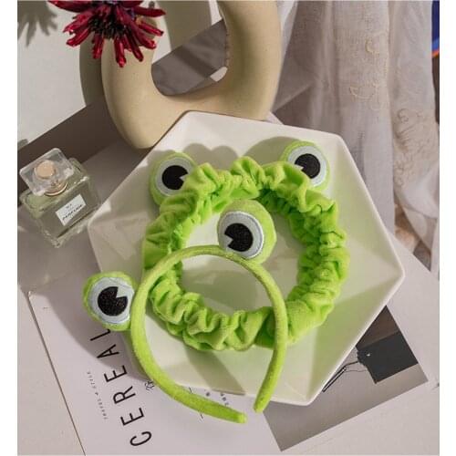 Cute Frog Makeup Headband Girls Hair Accessories Wide-brimmed Elastic Hairbands Kawaii Cartoon Hair Hoop Headwear Girls Tiara