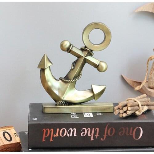Retro Mediterranean Anchor Figurines Metal Ornament Restaurant Bar Home Decoration