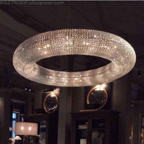 Luxury Crystal Living Room Chandelier Ring LED Modern Hotel Engineering Decorative Light Nordic Simple Lamp