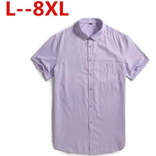8XL 6XL 5XL 4XL Mens Casual Shirt Short Sleeve Pure Color Summer Male Fashion Hawaiian Buckle Slim Fit Shirts Mens Dress Shirts