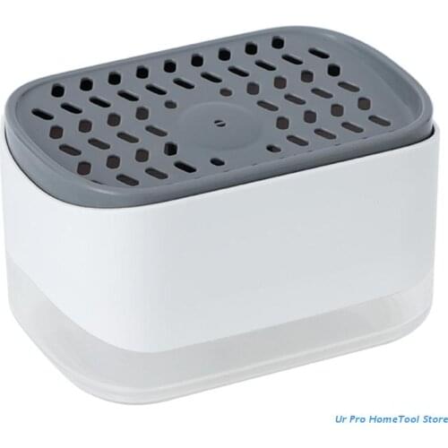 Dish Soap Dispenser for Kitchen Detergent Dispenser Hand Pump Liquid Soap Dispenser with Sponge Holder for Kitchen M17E