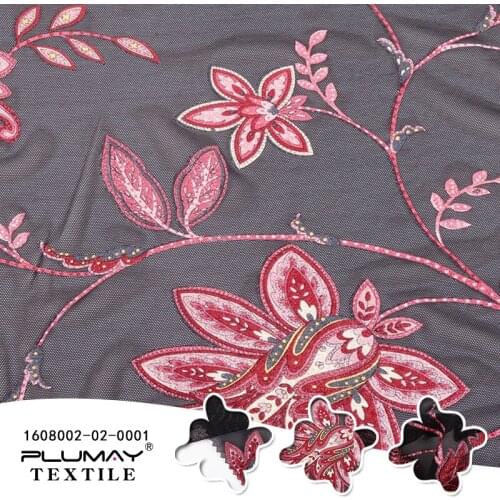 Mesh fabric knitted embroidery flower foil for dress DIY 95%nylon 5%spandex