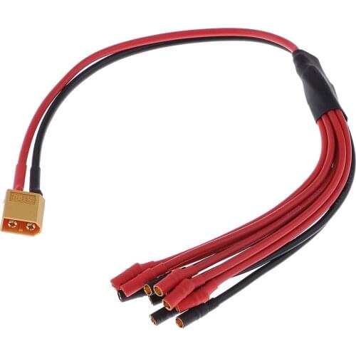 XT60 to 6x 3.5mm Plug ESC Power Breakout Cable for Hexacopter Drone