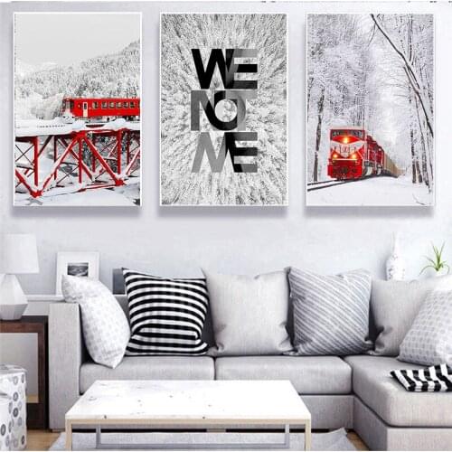 Nordic Modern Snow Landscape Wall Art Picture Canvas Painting Nature Scenery for Living Room Bedroom Home Decor