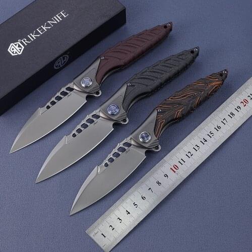 New RIKE Thor 7 Flipper Folding Knife M390 Blade Titanium Handle Carbon Fiber Outdoor Hunt Survival EDC Tool Pocket Knives