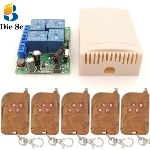 433MHz Universal Wireless Remote Control AC220V 4CH rf Relay Receiver and Transmitter for Universal Garage door and gate Control