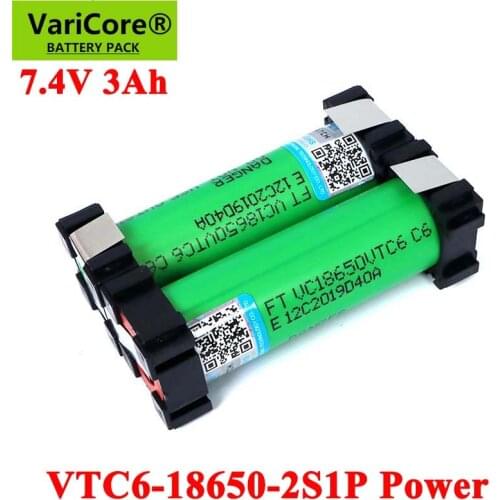 VariCore 5V/7.4V 18650 VTC6 2S1P 3000mAh 20 amps For wireless Screwdriver batteries DIY weld battery pack