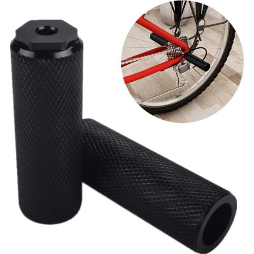 2 BMX Mountain Bike Bicycle Axle Pedal Alloy Foot Stunt Pegs Cylinder Black MTB Bike Pedal Anti-Slip Front Rear Axle Foot Pick