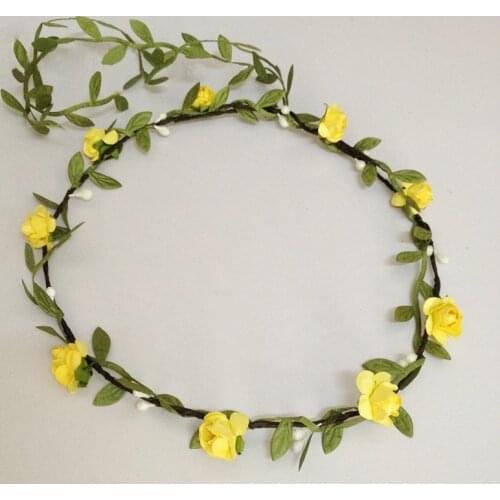 Wreath Garland Beach Paper Flower Wedding Boho Floral Crown Headband Hair Headpieces Bride Decor Party Props Hairband
