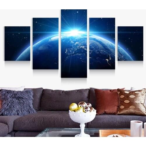 All Picture Frame Prints Painting Abastract For Room Home Decoration 5 Pieces Universe Planet Space Landscape Canvas