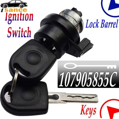ISANCE Ignition Switch Lock Barrel & Keys for VW T5 GOLF MK5 JETTA MK3 SKODA OCTAVIA MK2 2003- 107905855C 6L0905855D 8E0905855A
