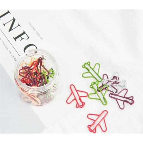 20pcs/lot Cartoon Airplane Shape Mini Paper Clips Kawaii Stationery Binder Clips Photos Tickets Notes Letter Paper Clip Statione