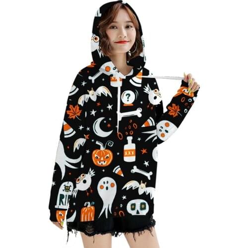 Hoodie Women Halloween Horror 3d Pumpkin Print Party Pullover Sweatshirt Sudaderas Long Sleeve Con Capucha Moletom Feminino