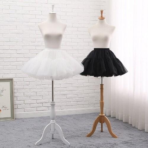 Lady Petticoats 46 CM Lolita Cosplay Carmen Crinoline Underskirt White Black Fluffy Women Bridal Petticoat for Wedding Dress