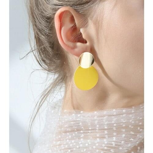 Unique Irregular Stud Earrings Trendy Gold Color Round Metal Statement Earrings for Women New Arrival 2020 Fashion Jewelry