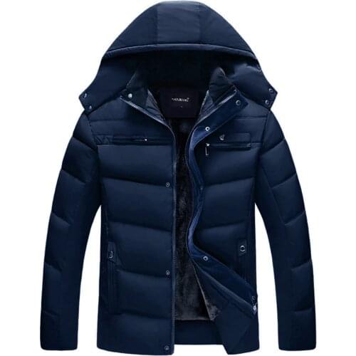 Winter Coat Men Solid Parkas Hooded Zipper Jacket Coat Casual Loose Parkas Mens Clothing Winter Coat Jacket