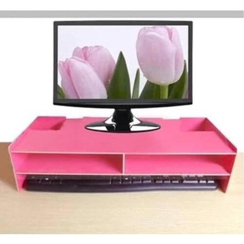 1PC Office Desktop Monitor Base File Holder Creative Storage Box Wooden Multilayer Mobile Shelf Household Detachable Desktop Box