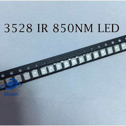 100pcs Free shipping 850nm IR SMD LED diode 3528 Infrared led 1.4-1.5V CCTV light diode