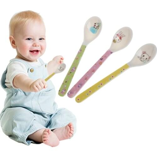 2pcs Cartoon Baby Kids Feeding Spoon High Quality Melamine Baby Spoon Flatware Dropship