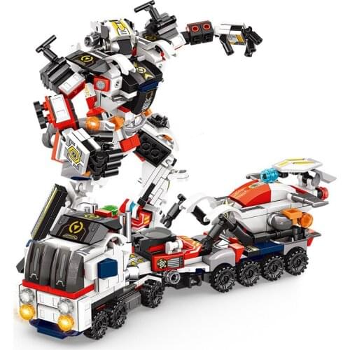 378pcs 8in1Deformation Robot Building Blocks Drag racing Car Warrior mecha Transformation Brick Toy for children Gift Brinquedos