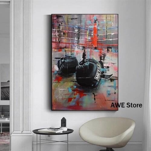 Abstract Graffiti Boxing Gloves Canvas Painting Cuadros Posters Prints Wall Art for Living Room Home Decor