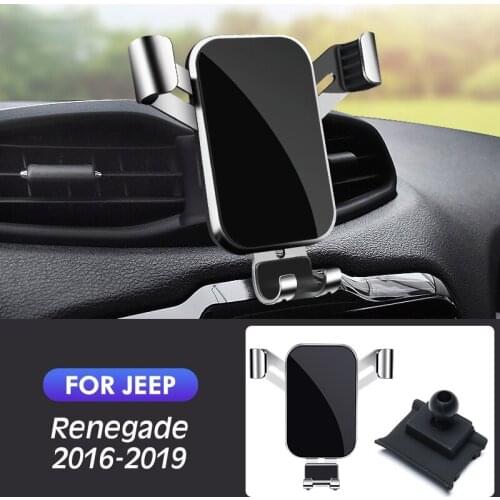Car Mobile Phone Holder For Jeep Renegade 2016 2017 2018 2019 Air Vent Clip GPS Stand Gravity Navigation Bracket Car Accessories