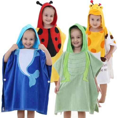 Bathrobe Robe kids Cute Animal Shape Hooded Cloak hooded Soft Cotton absorption Bath water lovely towel boys girls changing pads