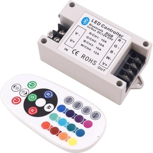 RGB RGBW Bluetooth LED controller 24Key IR Remote 30A/42A 360W BT Controller for DC12-24V RGB LED Strip light