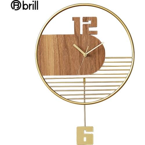Creative Nordic Large Wall Clock 3d Modern Metal Wood Clock Mechanism Wall Watches Home Decor Pendule Murale Living Room Gift
