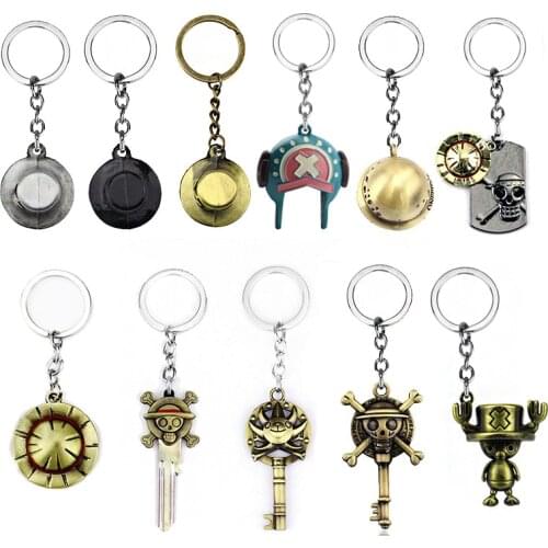 Anime One Piece Cute Tony Chopper Metal Keychain Pendent Key Rings Jewelry Gift Car Key Chains Holder Anime Keychain