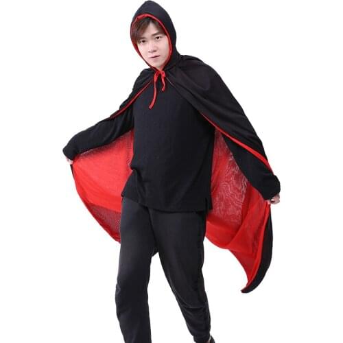 Kids Adults Death Devil Vampire Cloak Stage Performance Black-Red Cloak Halloween Christmas Party Cosplay Costume Accessories