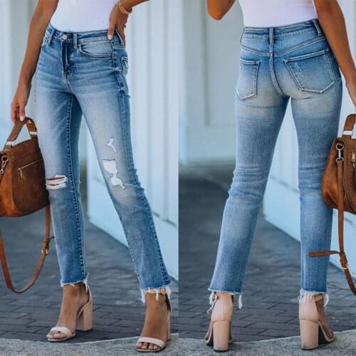 Denim Pants 2021 Fashion Slim New High Waist Women Pants Casual Straight Ripped Full Length Vintage Jeans Woman Vaqueros Mujer
