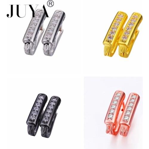 JUYA Hot Sale Copper Earring Hooks Cubic Zirconia Mosaic Charms Connectors DIY Handmade Jewelry Findings For Earrings Making