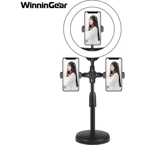 26CM LED Ring Light stand with 2 Phone Holder for Live Stream YouTube Tiktok Selfie Stick Photography Studio Accessories