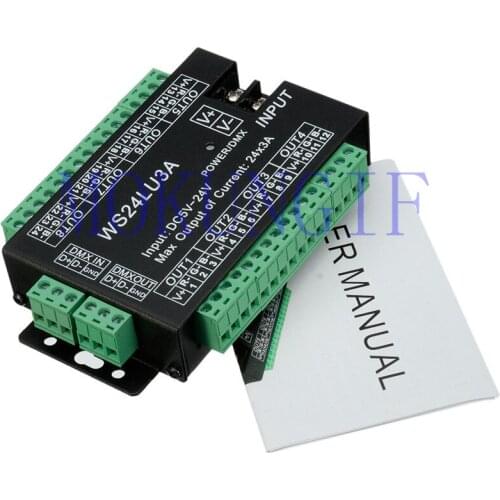 Fast shipping 10Pcs 24CH DMX Controller DMX 512 Decoder RGB LED Strip Module Dump Node 24x3A WS24LU3A 5-24V
