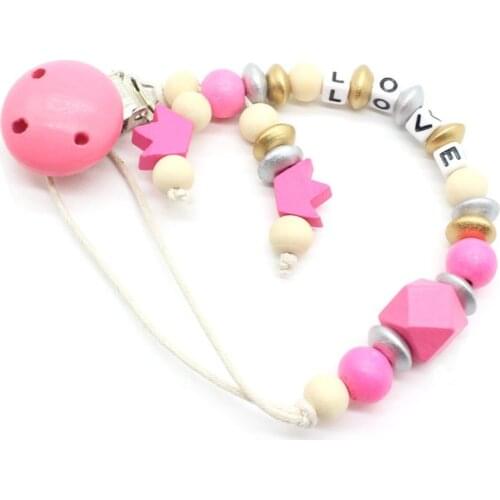 Crown Rose Baby Pacifier Clip Cadena Chupete Attache Sucette Diy Charm For Baby Teething Soother Chew Toy chupete personalizado