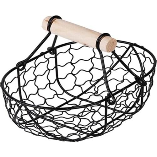 Fruit Basket Bread Basket Vintage Stainless Steel Storage Basket Fruit Container With Handle Decoration